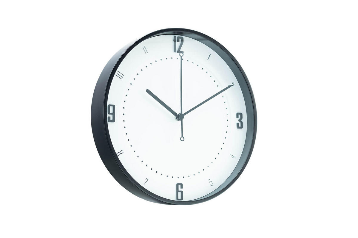 WANDUHR Design Weiß 30/30 cm - Schwarz/Weiß, Glas/Holzwerkstoff (1.06/30/5cm) - ONZENO