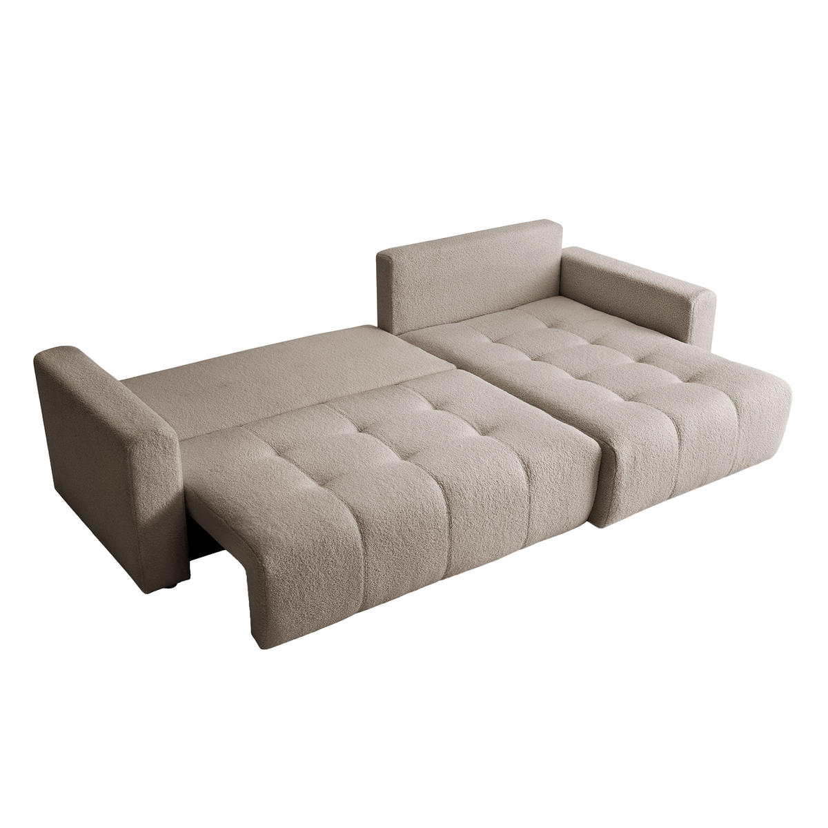 ECKSOFA WALONGO mit Schlaffunktion, Beige - Beige, Textil (261/143cm) - Fedve