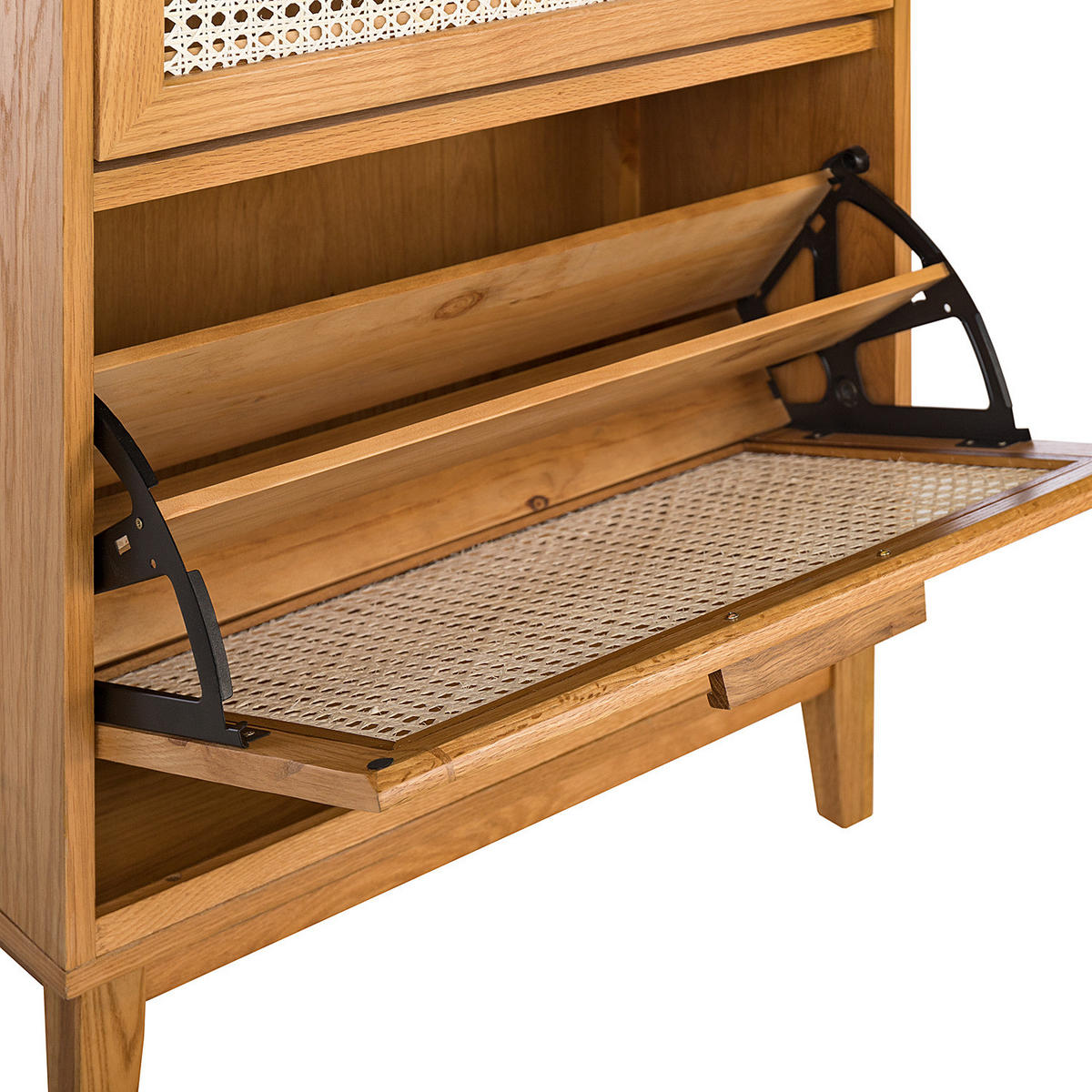 SCHUHKIPPER - Wiener Geflecht / Echtholzfurnier - Eichefarben, Naturmaterialien (65/150/30cm) - home24