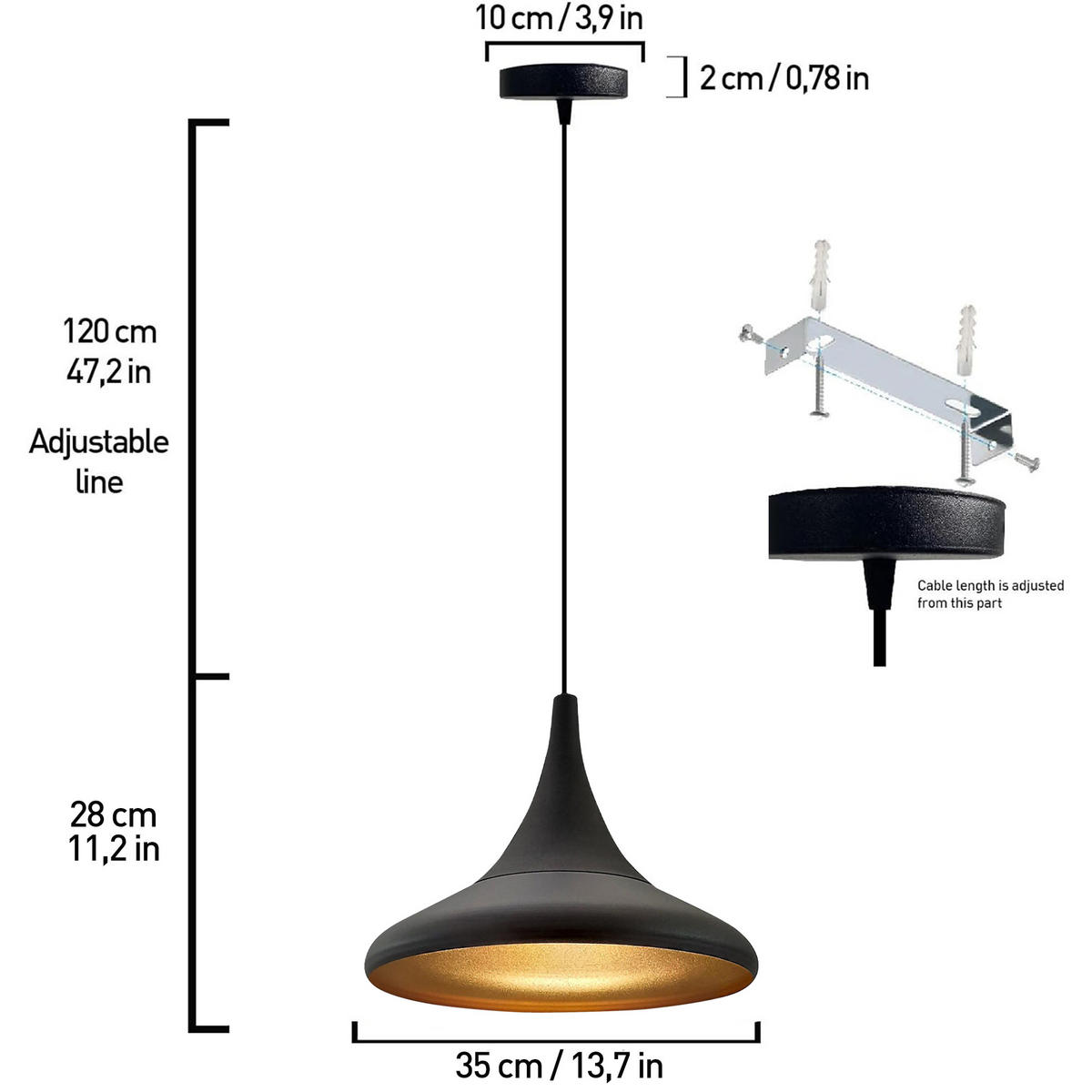 PENDELLEUCHTE Paladin Industrial Lampe - Schwarz, Metall (35/28/28cm) - Bamyum