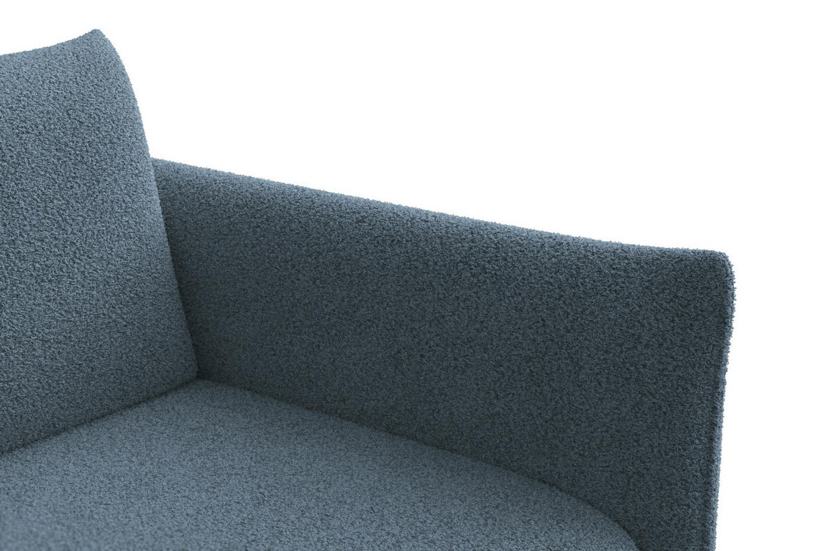 ECKSOFA TAUER 3-Sitzer LINKS, Bouclé-Stoff blau - Blau/Schwarz, Holz/Textil (173/206cm) - Courtois Laville