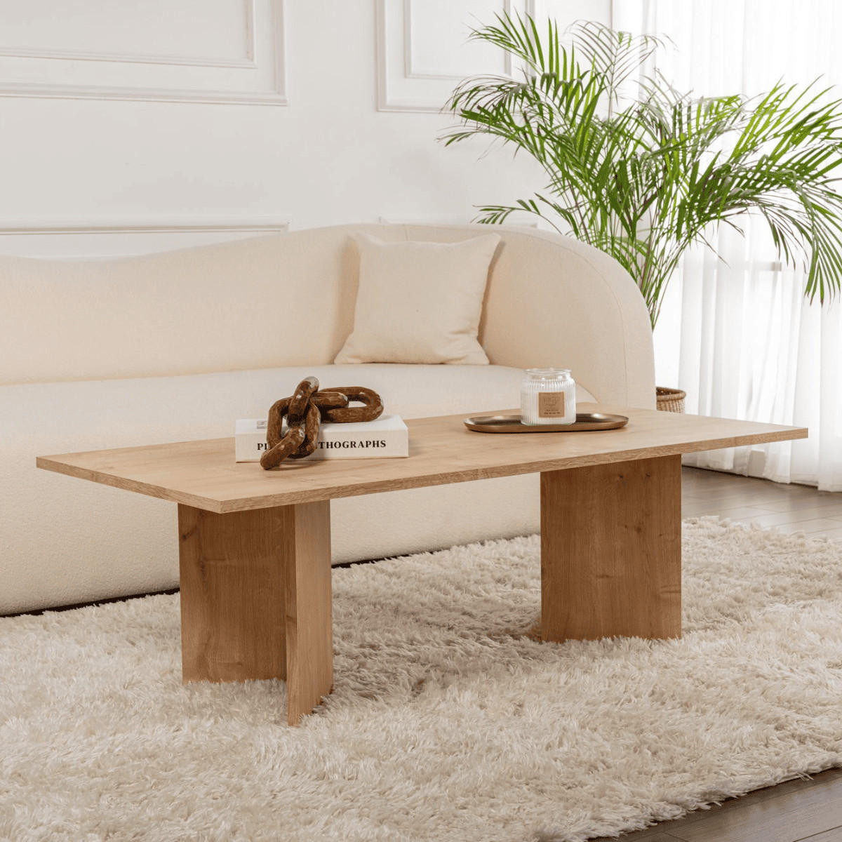 COUCHTISCH mit rechteckiger Platte 119/60/40 cm - Eichefarben, Holzwerkstoff (119/60/40cm) - Calicosy