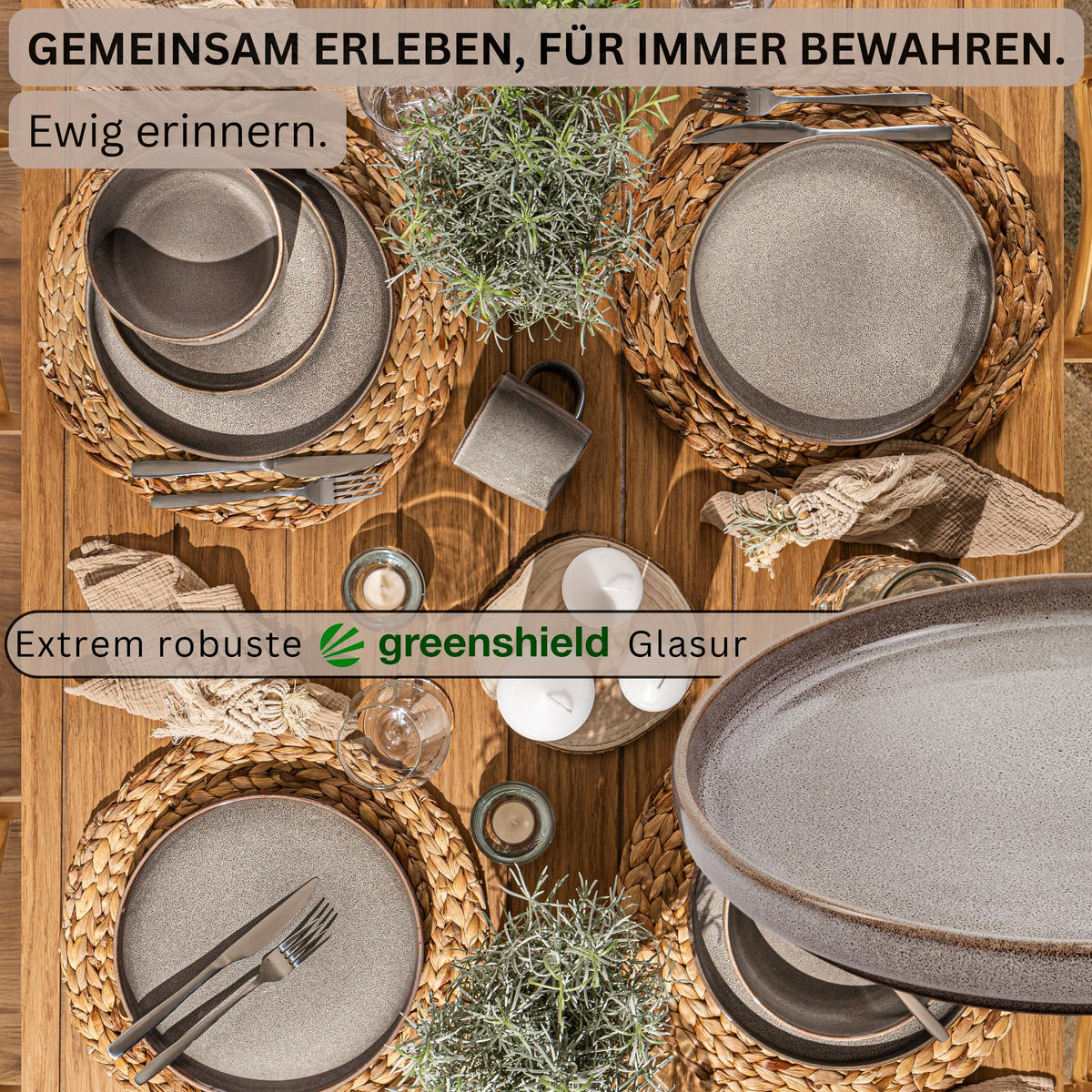 SPEISETELLER SET KAIRO GRAPHIT - 6 teilig aus Steingut - Braun, Keramik (35cm) - Sänger