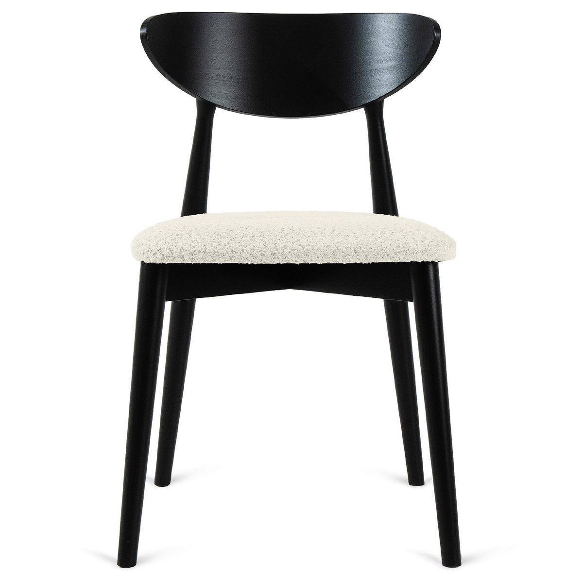 HOLZSTUHL RABI Küchenstuhl, 2-er Stuhl, Bouclé - Schwarz/Weiß, Holz/Textil (47/79/45cm) - KONSIMO®