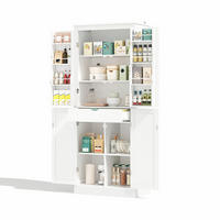 BUFFET aus MDF 75x40x182 cm Weiß mit Schublade, Regalfächern und Kippschutz - Weiß, Holzwerkstoff (75/180/40cm) - Modfu