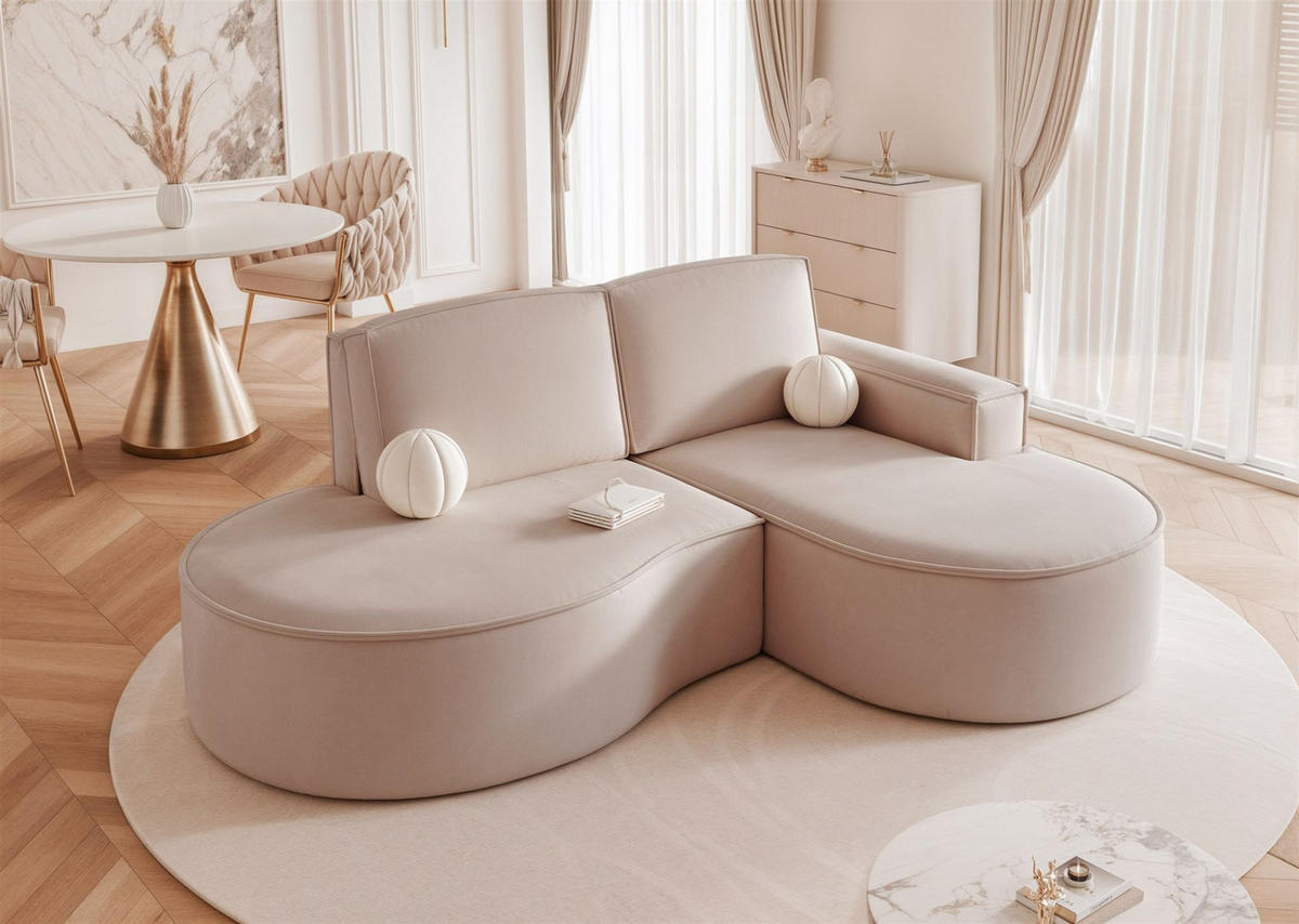 ECKSOFA Arlet In Stoff Riviera - Beige, Holzwerkstoff/Textil (156/277cm) - Fun Möbel