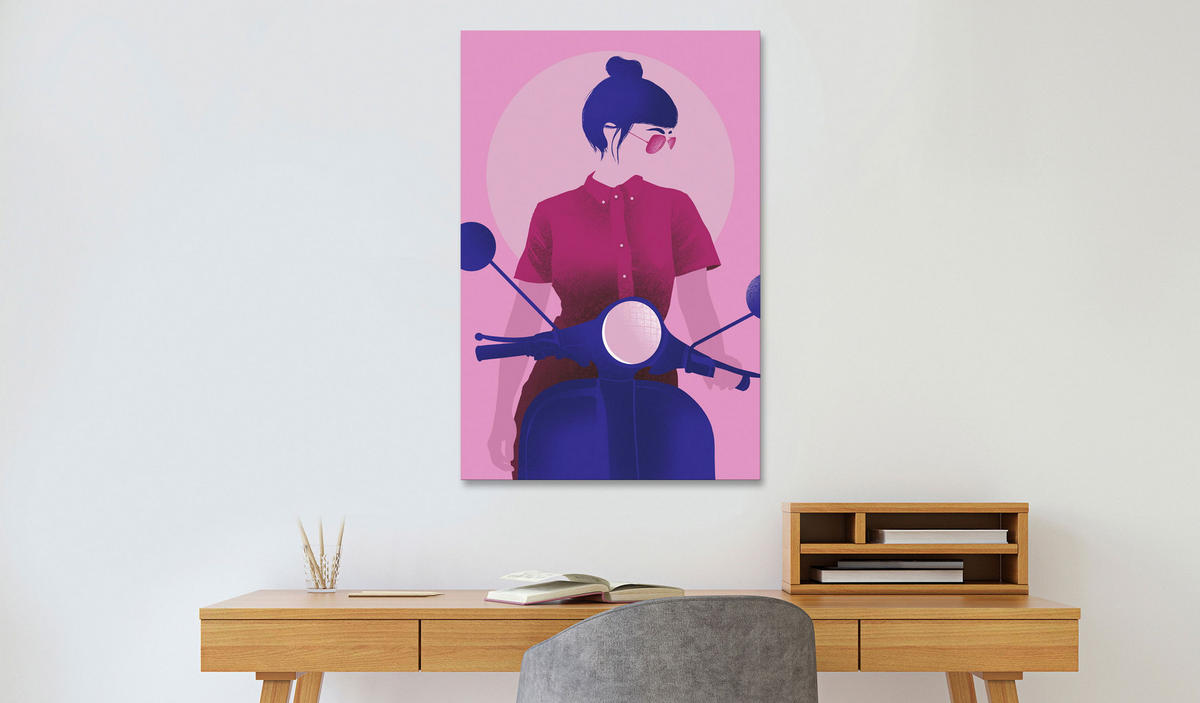 KUNSTDRUCK Rosa 60/90 cm - Blau/Pink, Textil (60/90cm) - KUNSTLOFT
