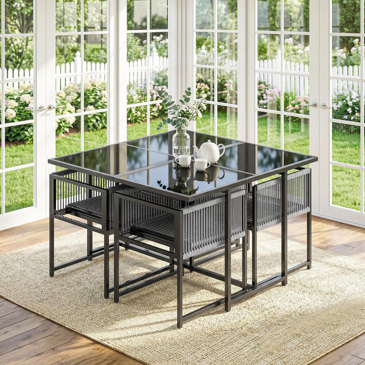 GARTENMÖBEL SET 5-teilig DE-09928 - Hellgrau, Metall - ComfortXL