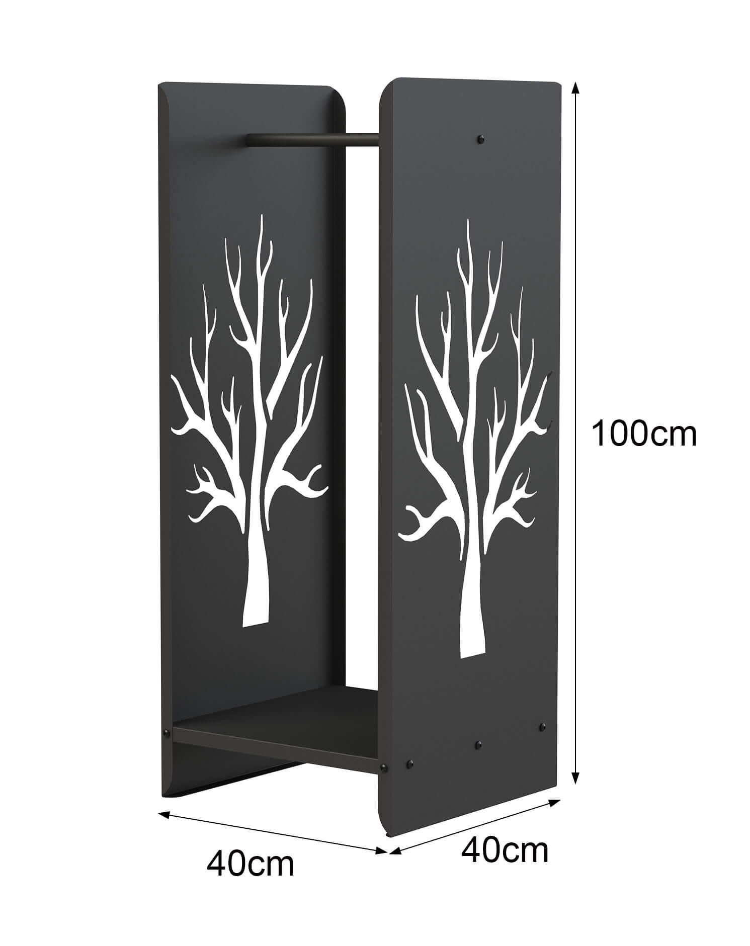 KAMINHOLZREGAL Metall Schwarz 100 cm 96428 - Schwarz, Metall (40/100/40cm) - DanDiBo