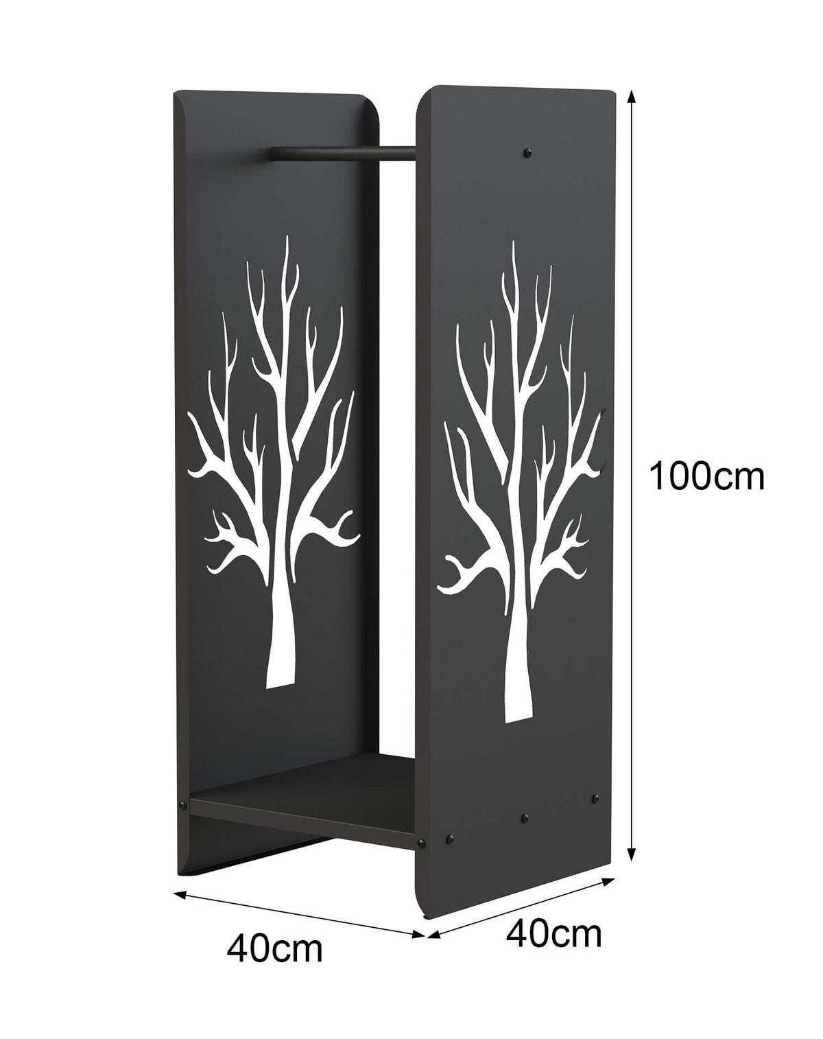 KAMINHOLZREGAL Metall Schwarz 100 cm 96428 - Schwarz, Metall (40/100/40cm) - DanDiBo