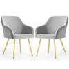 POLSTERSTUHL 2er Set, Metallbeine Grau, Gold 54,5/83/58 - Grau, Textil (55/83/58cm) - RAUMHIRSCH FURNITURE