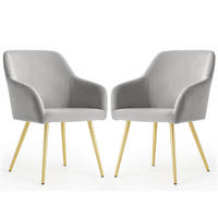 POLSTERSTUHL 2er Set, Metallbeine Grau, Gold 54,5/83/58 - Grau, Textil (55/83/58cm) - RAUMHIRSCH FURNITURE