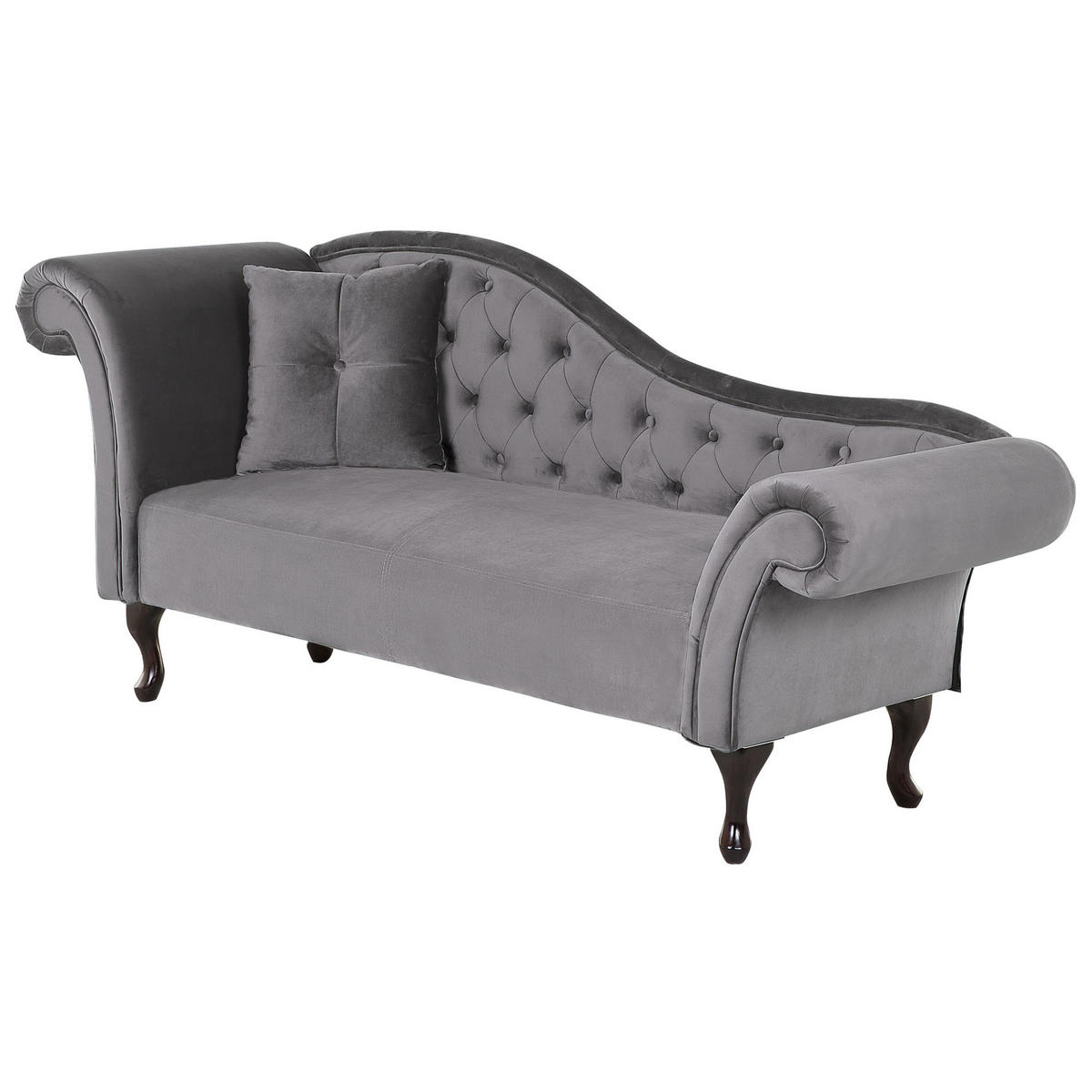 CHAISELONGUE Samtstoff grau linksseitig Lattes - Grau, Textil (188/87/59cm) - Beliani