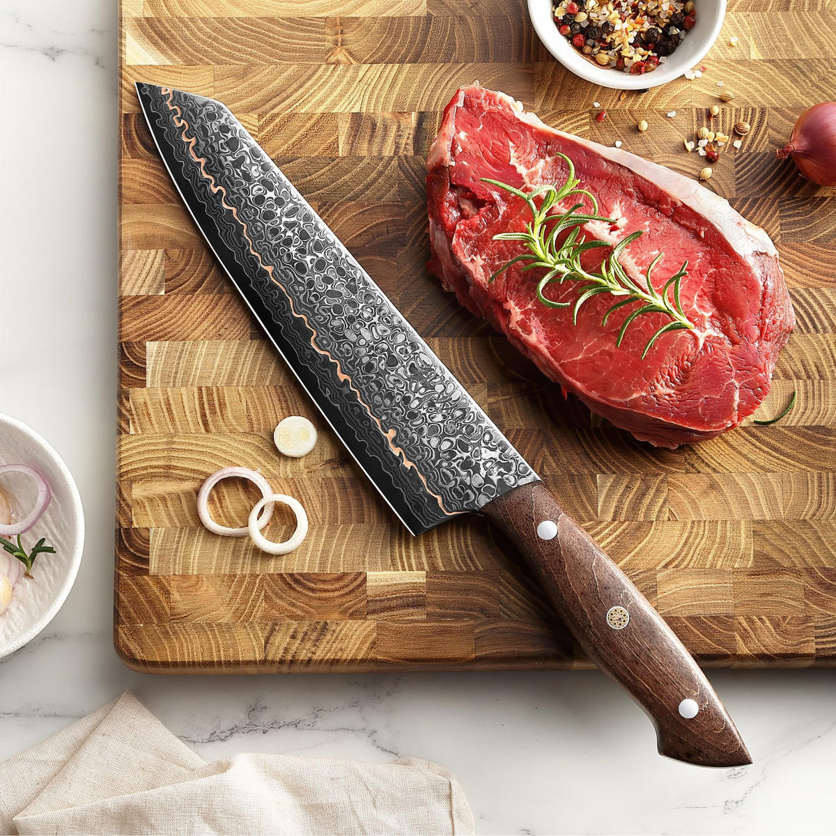 KIRITSUKEMESSER 20 cm - Kupferfarben, Holz/Metall (1cm) - Wakoli