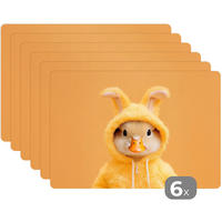 PLATZSETS 6er-Set Osterhase - Kostüm - Ente Unterlage 45x30 cm - Gelb, Kunststoff (0.3/45/30cm) - MuchoWow