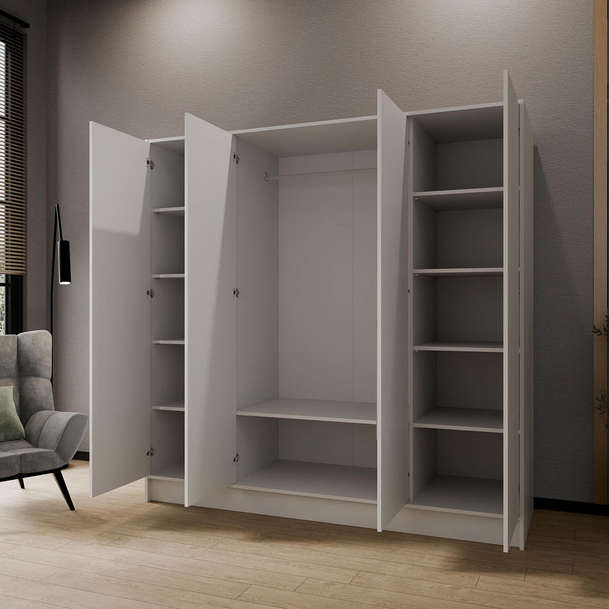 SCHRANK Weiß 200 ALA Ohne Spiegel Ohne Griffe - Weiß, Holzwerkstoff (200/200/51cm) - Sepro Meble