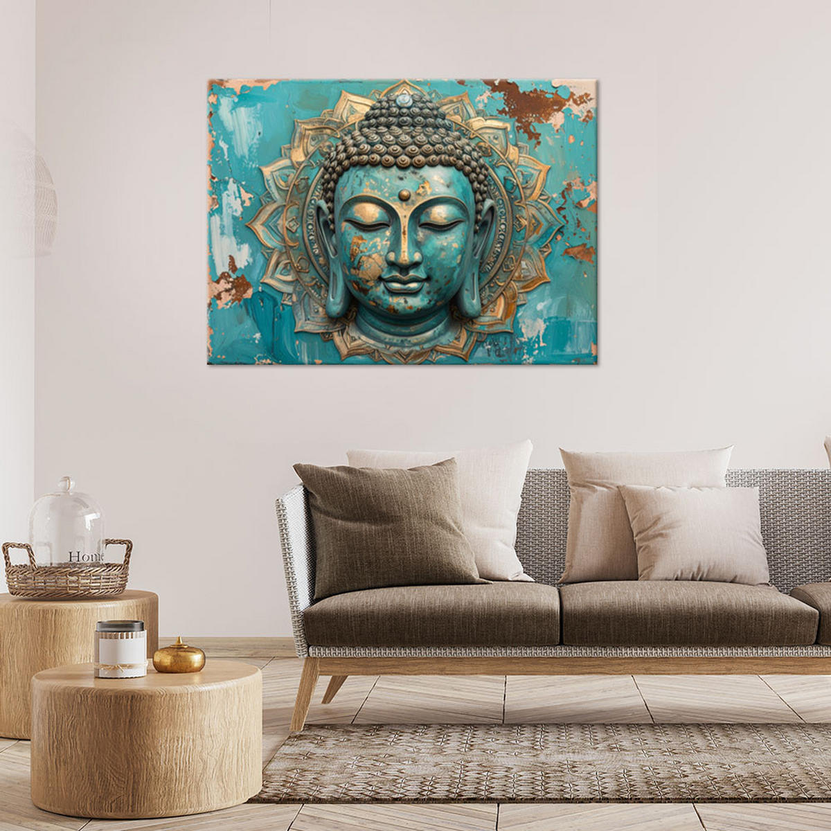 LEINWANDBILD Zen und Orientalisch 100x70cm - Türkis, Textil (100/70cm) - Feeby