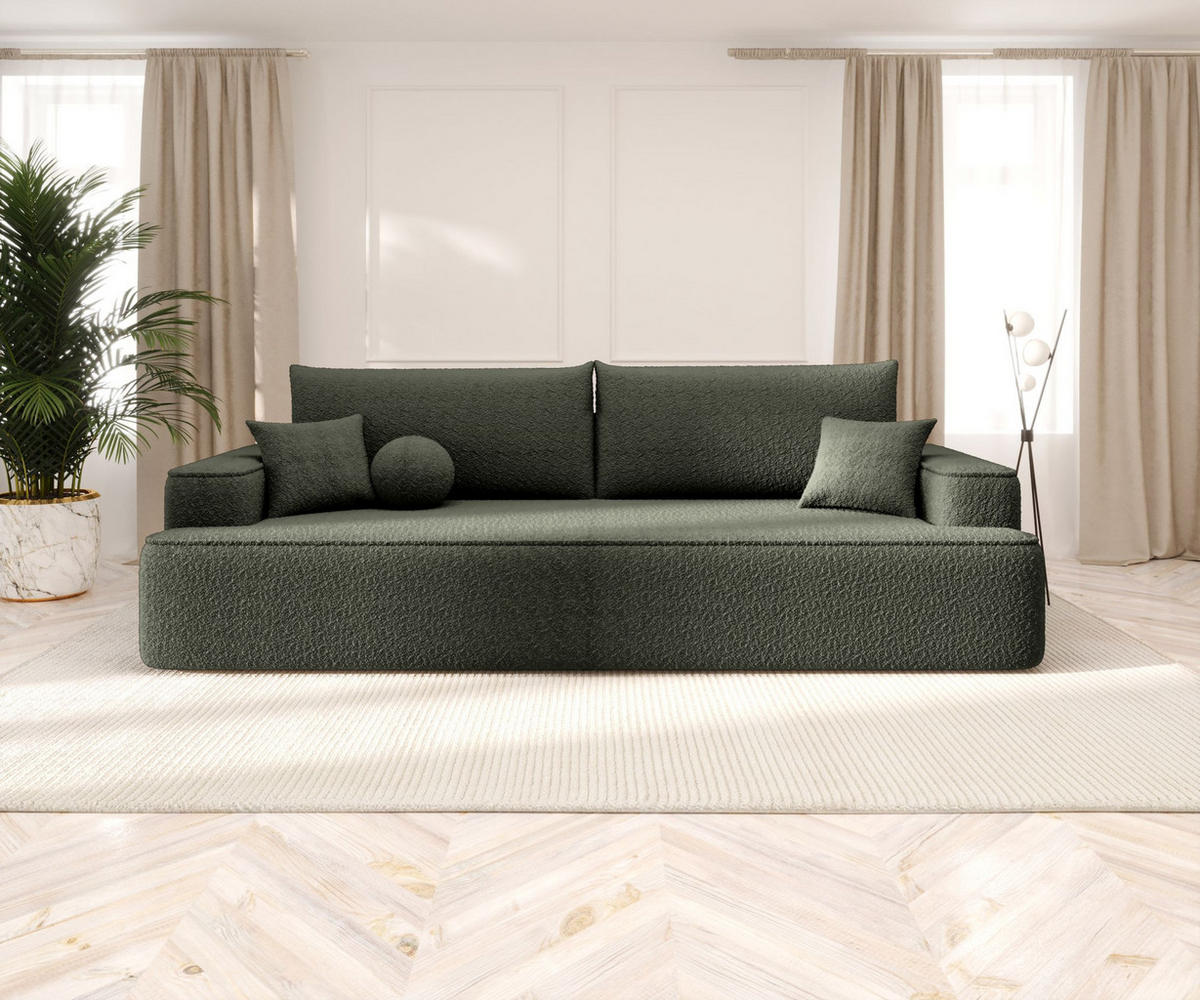SOFA mit Schlaffunktion FIGO Quelle 37 - Dunkelgrün, Textil (250/75/150cm) - Bedante