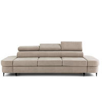 3-SITZER Sofa PRIAM mit Schlaffunktion 125x317 Velours Creme - Creme/Schwarz, Holz/Textil (278/95/102cm) - Muffo
