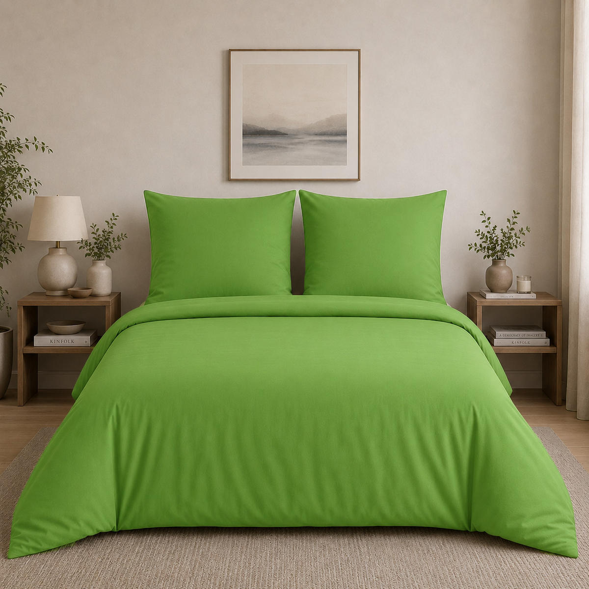 BETTWÄSCHE 3-teilig 200/200 cm UNI GRUN - Grün, Textil (200/200cm) - ROLFNERS