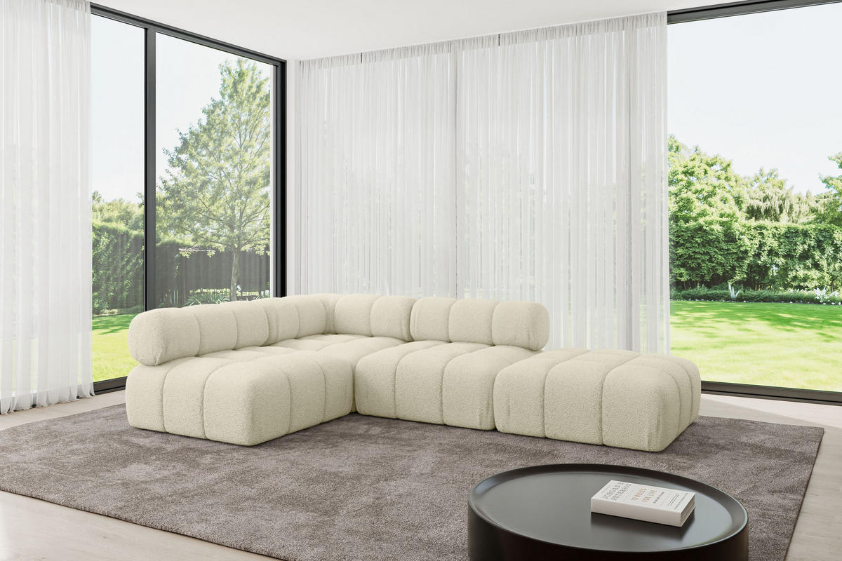 ECKSOFA modulares Sofa Favio-L1 - 285x190x70 cm Beige Bouclé - Beige, Holzwerkstoff/Textil (285/190cm) - ALTDECOR