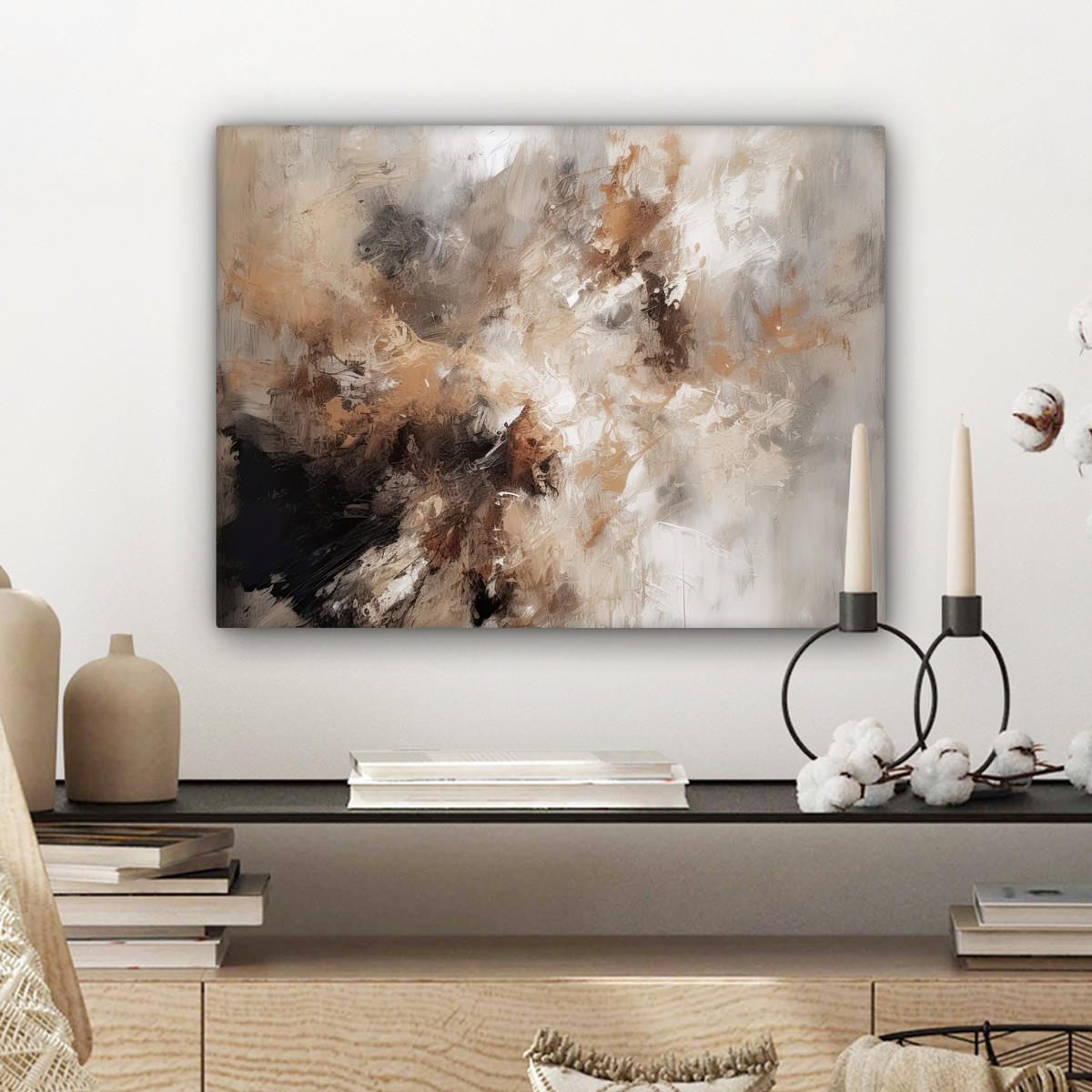 LEINWANDBILD - Farbe - Abstrakt - Beige - Kunst - 40x30 - Wanddeko - Greige, Textil (40/30cm) - MuchoWow