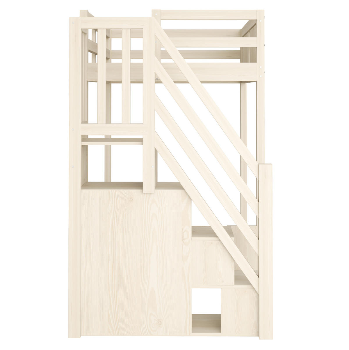 HOCHBETT mit Stauraum 90x200 cm Massivholz Natur, Leiter beidseitig montierbar - Braun, Holzwerkstoff (90/200cm) - Beauniv