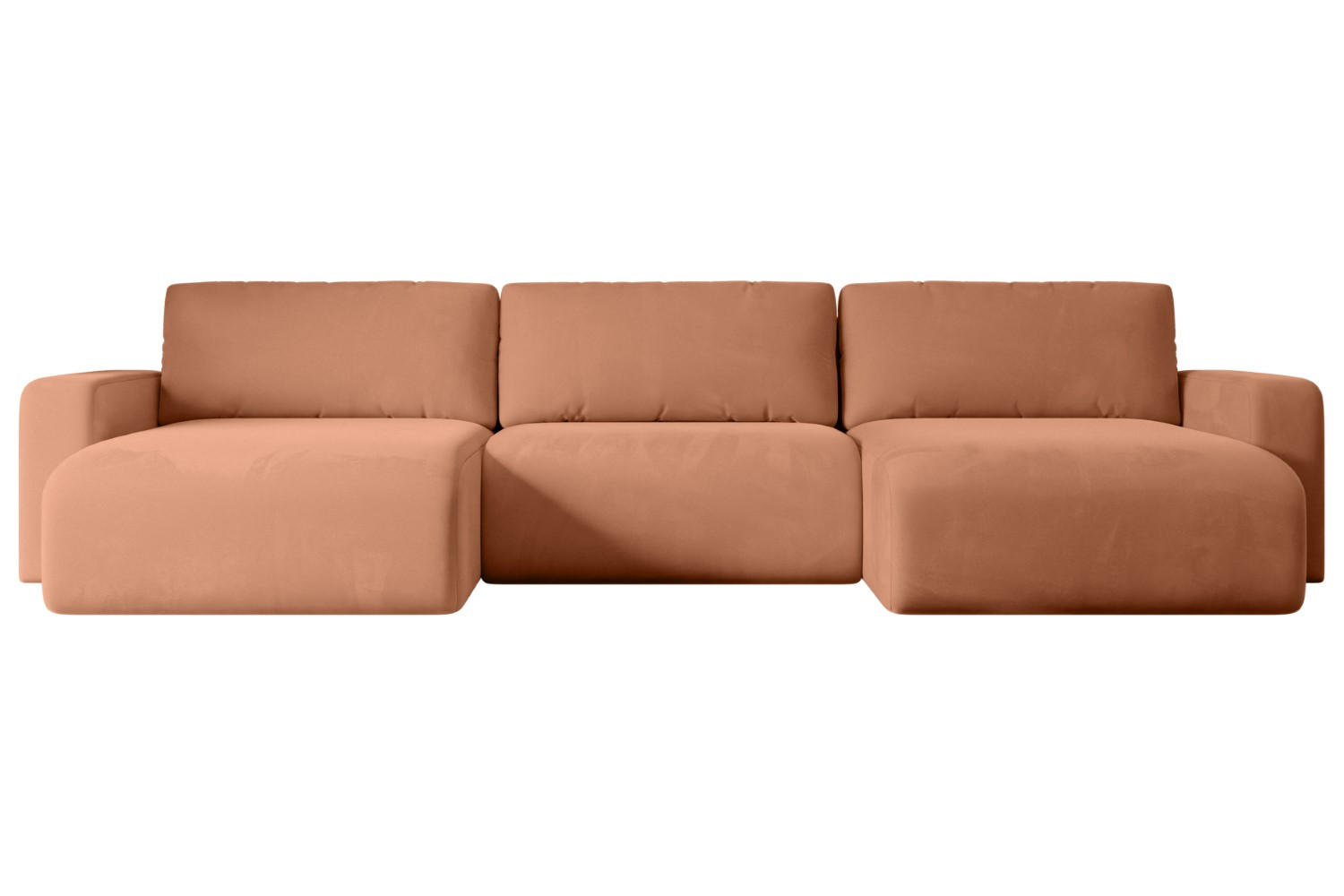 WOHNLANDSCHAFT mit Schlaffunktion und Bettkasten KLEEA-U - 347x143x83 cm Koralle Velours - Koralle/Schwarz, Holzwerkstoff/Kunststoff (347/83/143cm) - ALTDECOR