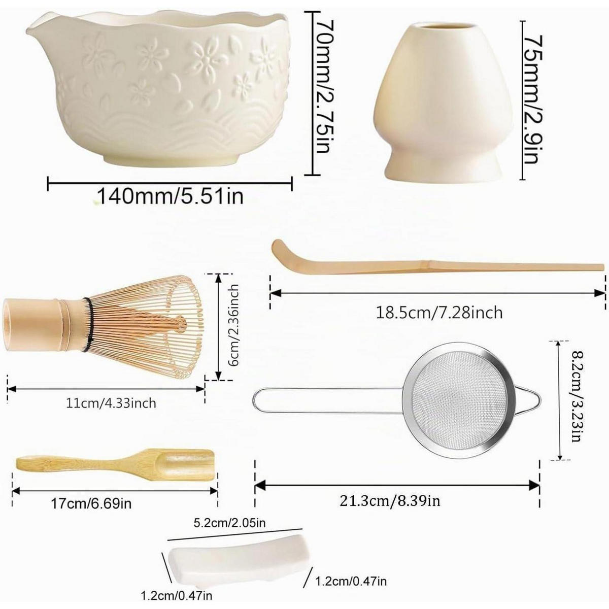 MATCHA Tee Set 7-teilig Beige Weiß - Beige, Keramik (7/1.5/14cm)