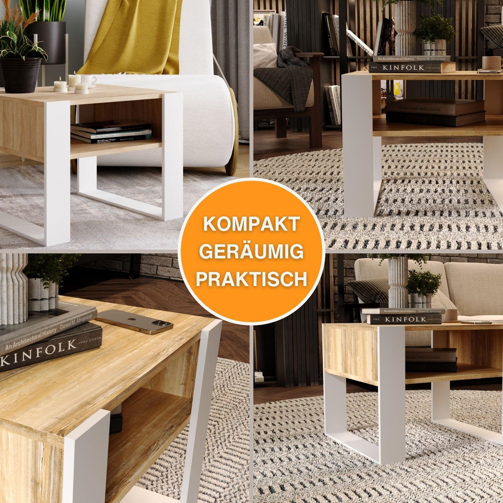 COUCHTISCH Karo65 65/45/53,6 - Alteiche/Weiß, Holzwerkstoff (53/65/45cm) - RAUMHIRSCH FURNITURE