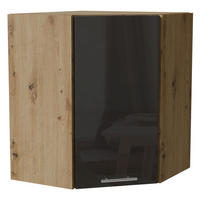 ECKHÄNGESCHRANK Essen W10/60 Graphit Hochglanz / Eiche Artisan Matt 60 / 60 / 72cm - Graphitfarben/Eiche Artisan, Holz/Holzwerkstoff (60/72/60cm) - Feldmann-Wohnen