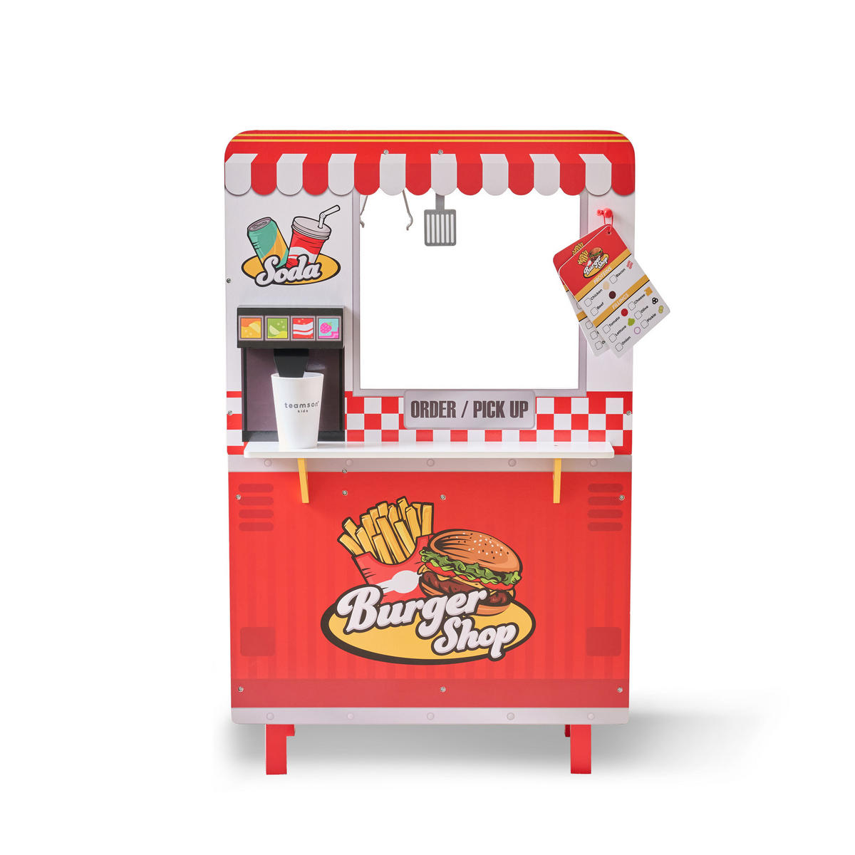 BURGERLADEN Spielset Flip & Fry, Rot, 96cm - Rot, Holzwerkstoff (40/96/59cm) - Teamson Kids