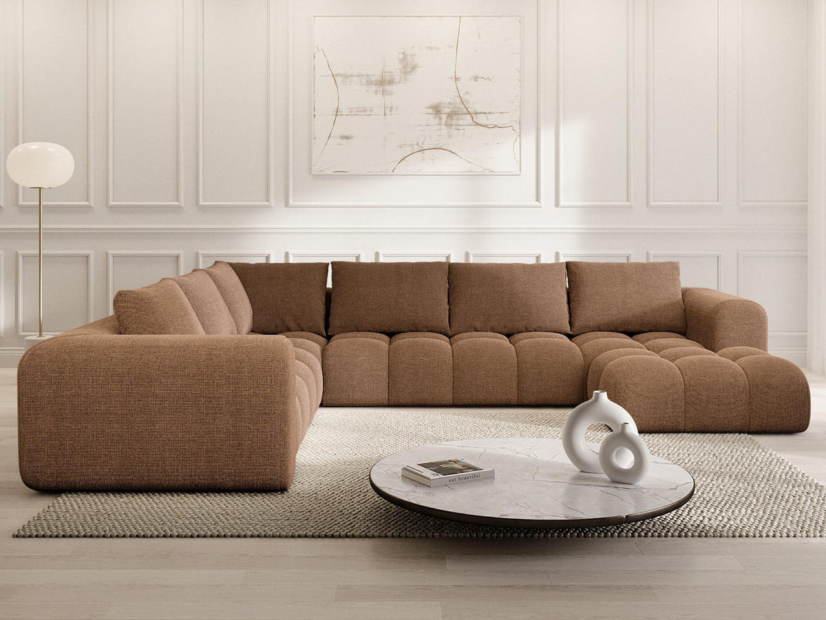 WOHNLANDSCHAFT Casaluna U-Form Braun Strukturstoff - Braun, Kunststoff (338/88/267cm)