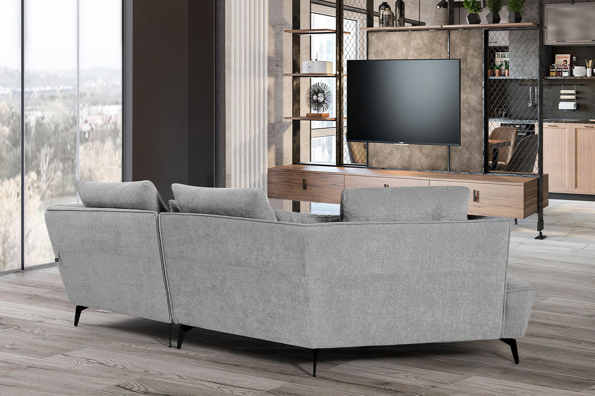 DESIGNSOFA GARBO Grau Webstoff - Schwarz/Grau, Textil/Metall (280/92/158cm) - KAWOLA