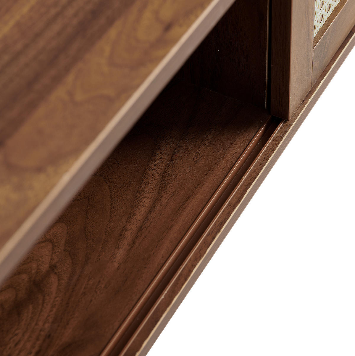 COUCHTISCH aus MDF in Braun mit Rattan-Schiebetür - Braun, Holzwerkstoff (105/55/41.5cm) - Modfu