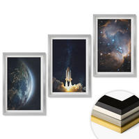 WANDBILDER 3er Set - 40x60 cm Silberner Rahmen - Weltraum Erde Rakete Galaxie - Silberfarben, Kunststoff (40/60cm) - ArtPrintCave