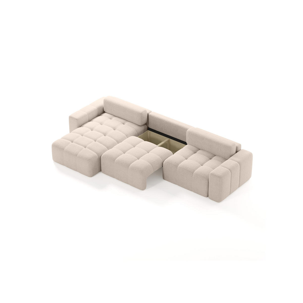 ECKSOFA Bouclé-Stoff 8 Sitzer Bornum So, Beige - Beige, Textil (346/170cm) - Meblito