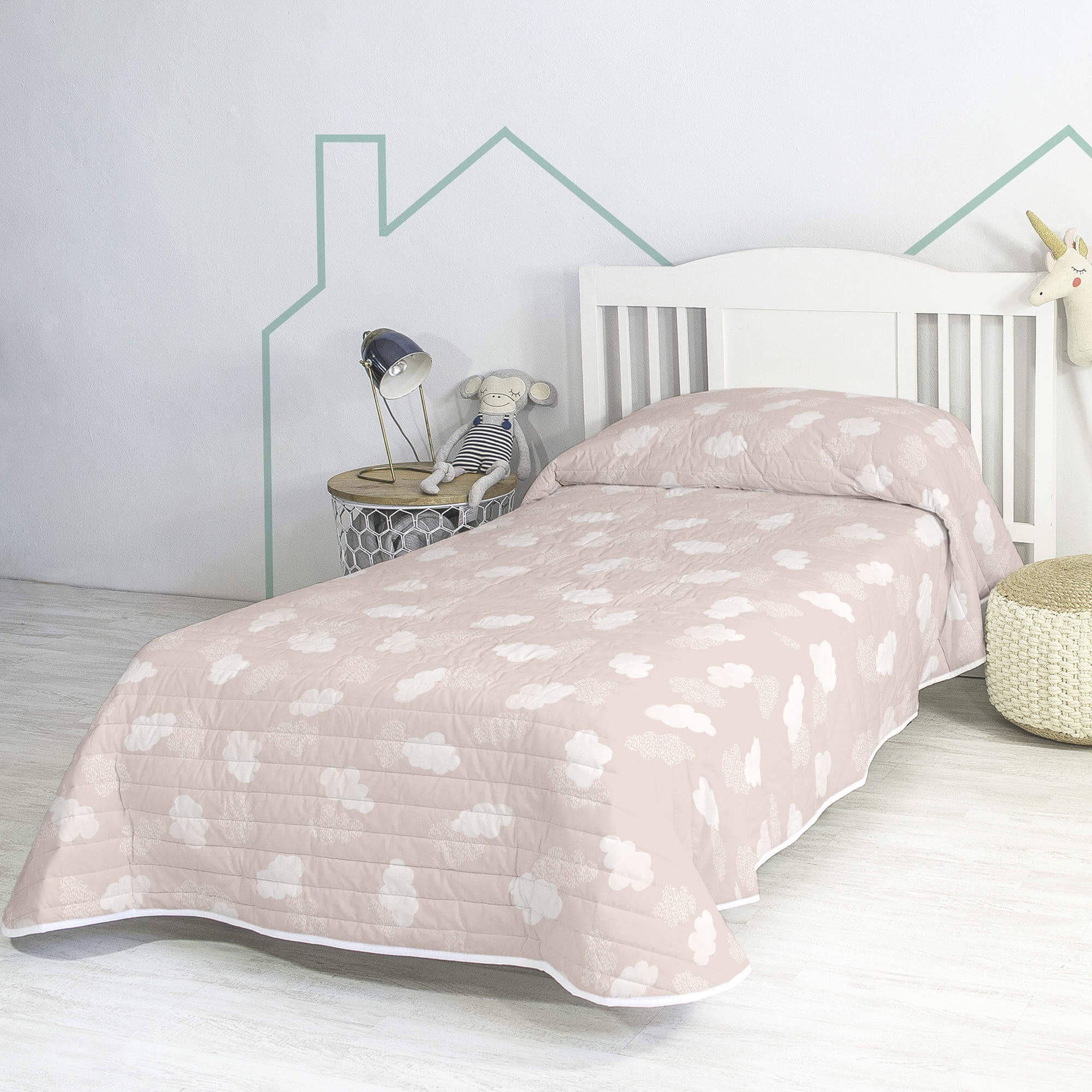 TAGESDECKE clouds 200x260 cm (bett 105) rosa - Pink, Textil (200/260cm) - Happy Friday