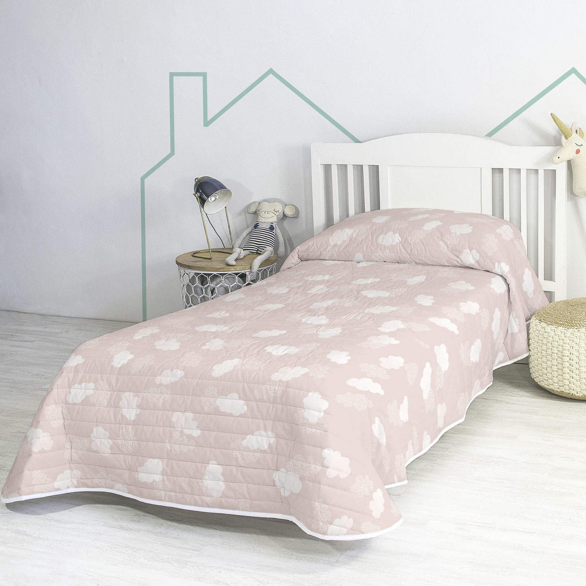 TAGESDECKE clouds 180x260 cm (bett 80/90/105) rosa - Pink, Textil (180/260cm) - Happy Friday