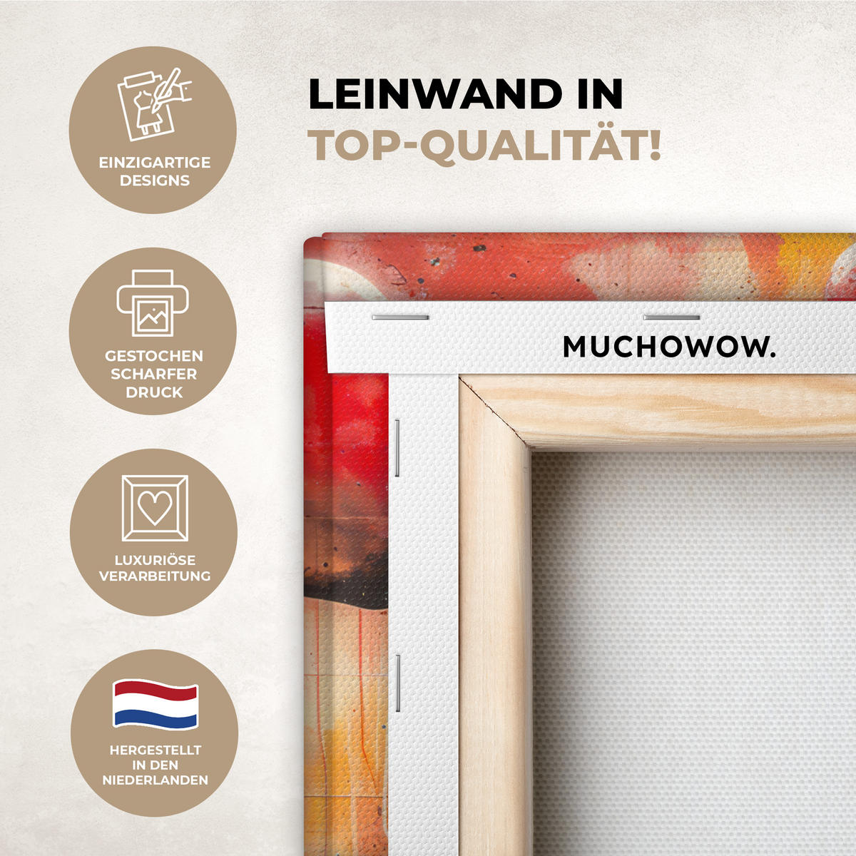 LEINWANDBILD Straßenkunst - Liebe - Graffiti - Kunst - Banksy 20x30 cm - Orange, Textil (20/30cm) - MuchoWow