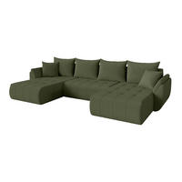 SEDACÍ SOUPRAVA DO U s funkcí spaní a úložným prostorem TOKO-U 378x194x86 zelená bouclé - černá/zelená barva, kompozitní dřevo/textil (378/86/194cm) - ALTDECOR