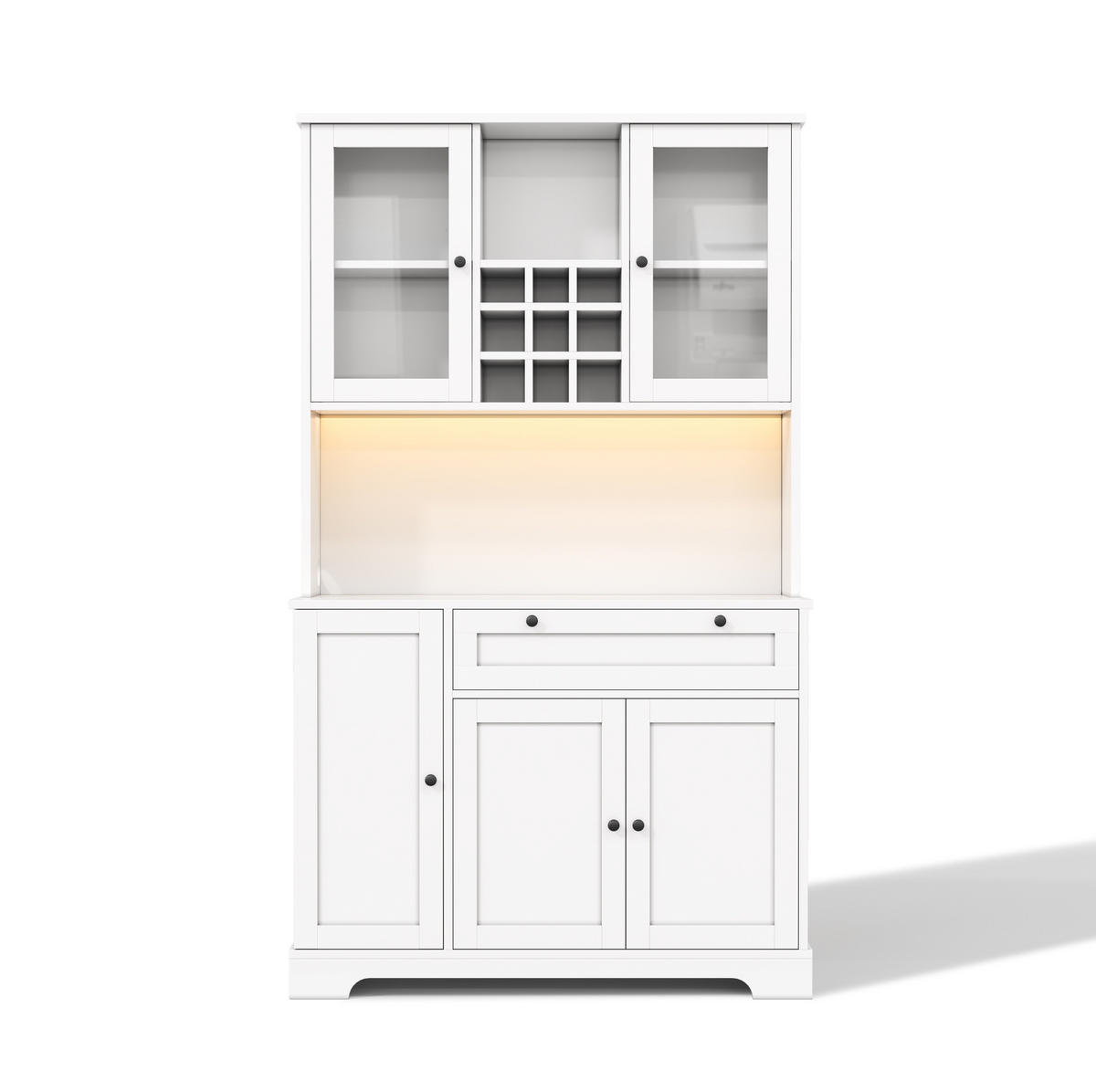 BUFFET 105/40/180 cm in Weiß mit LED-Beleuchtung und Steckdosenleiste - Weiß, Holzwerkstoff (105/180/40cm) - Flora Grace