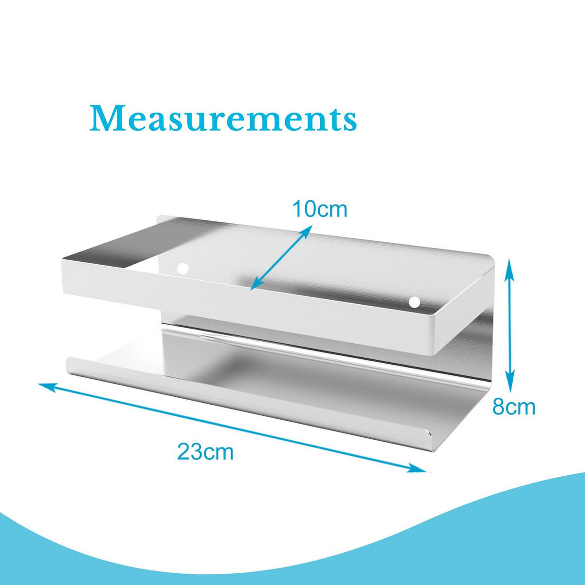 DUSCHREGAL Selbstklebend 23/10/8 (Silber) - Silberfarben, Metall (10/8/23cm) - Intirilife