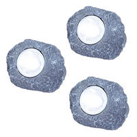 LED AUSSENLEUCHTE Solar Steinoptik Grau 3er Set - Grau, Kunststoff (7.8/6/5.5cm) - Globo Lighting