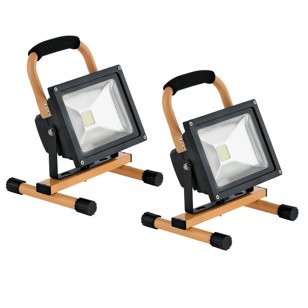 LED BAUSTRAHLER Schwarz Gelb schwenkbar 2er Set - Schwarz, Glas (22.5/10/28cm)