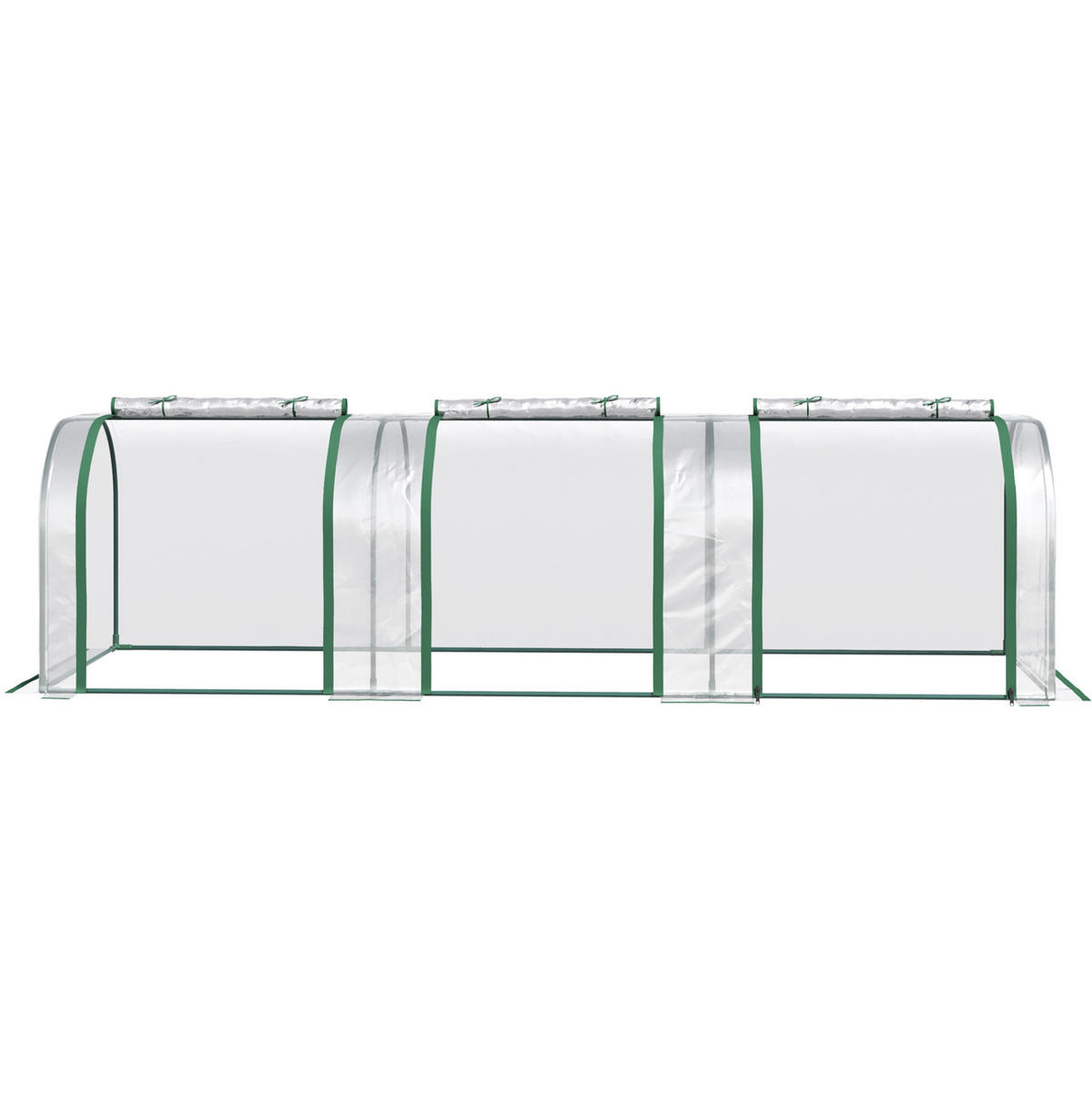 GEWÄCHSHAUS 295/100/80 cm Transparent aus Stahl mit 3 Reißverschlussfenstern - Transparent, Metall (100/80/295cm) - OKMYHOME