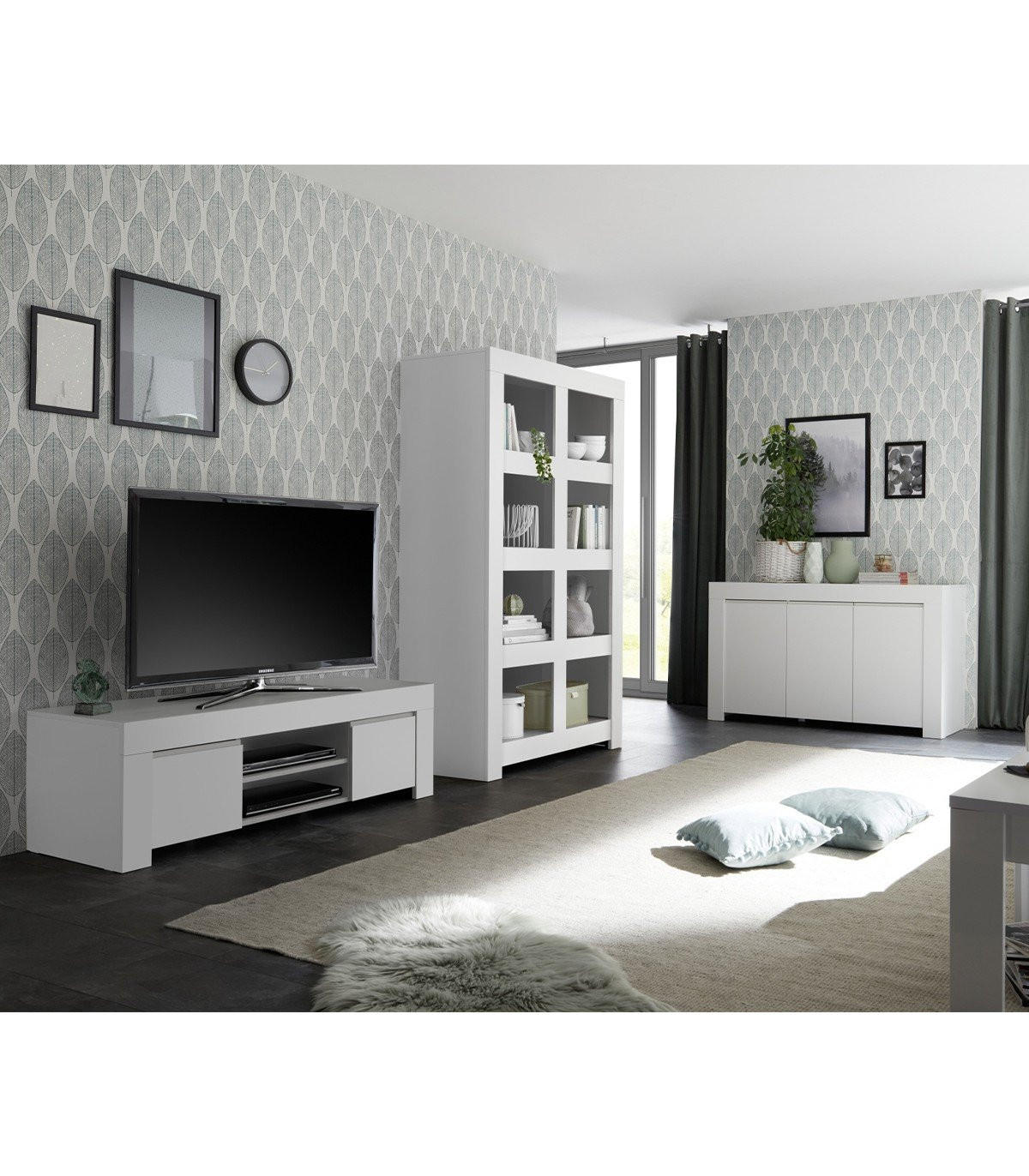 TV-MÖBEL mit 2 Türen L138 cm - Firenze - Weiß, Holzwerkstoff (42/44/138cm) - Calicosy