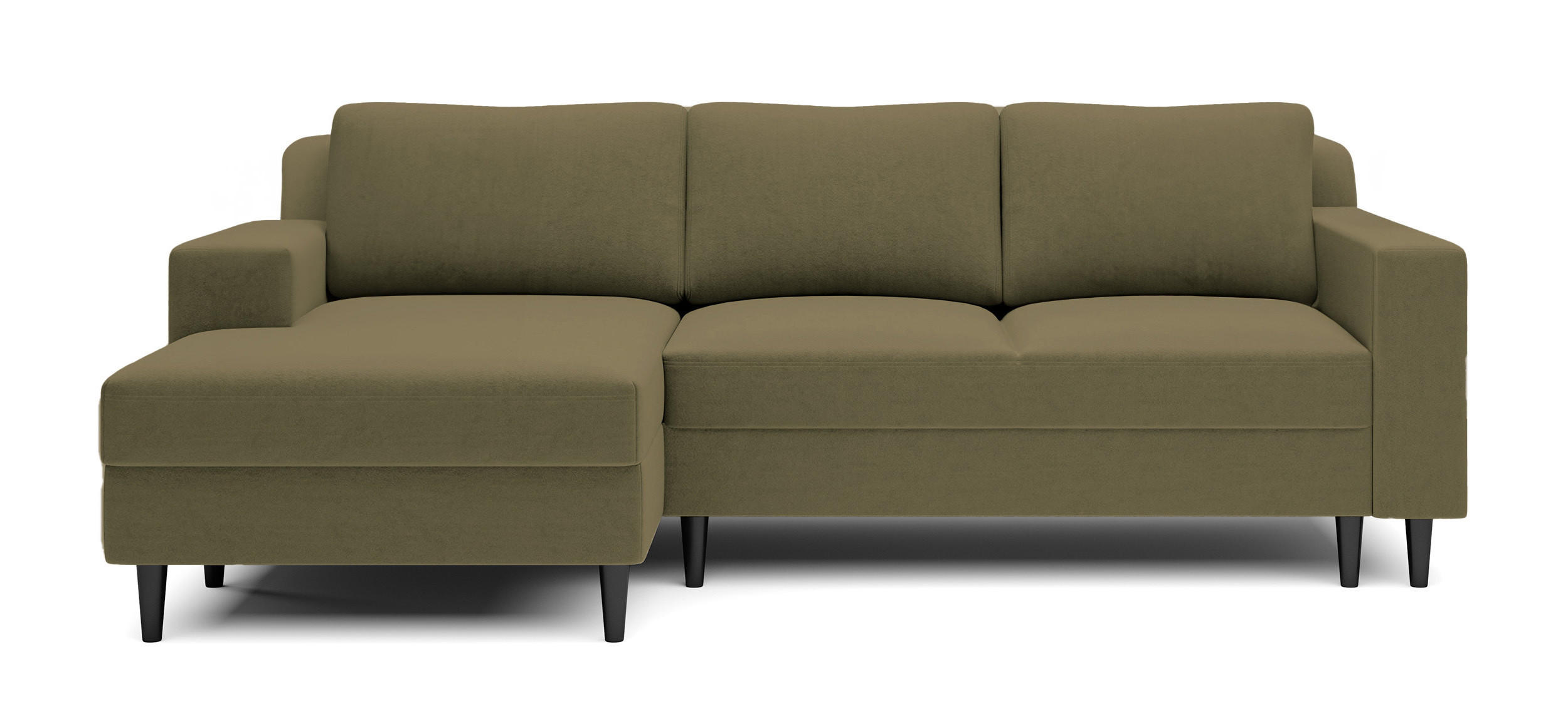 ECKSOFA Nalika Olivgrün Velours - Schwarz/Olivgrün, Holz/Textil (230/143cm) - Selsey