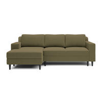 ECKSOFA Nalika Olivgrün Velours - Schwarz/Olivgrün, Holz/Textil (230/143cm) - Selsey