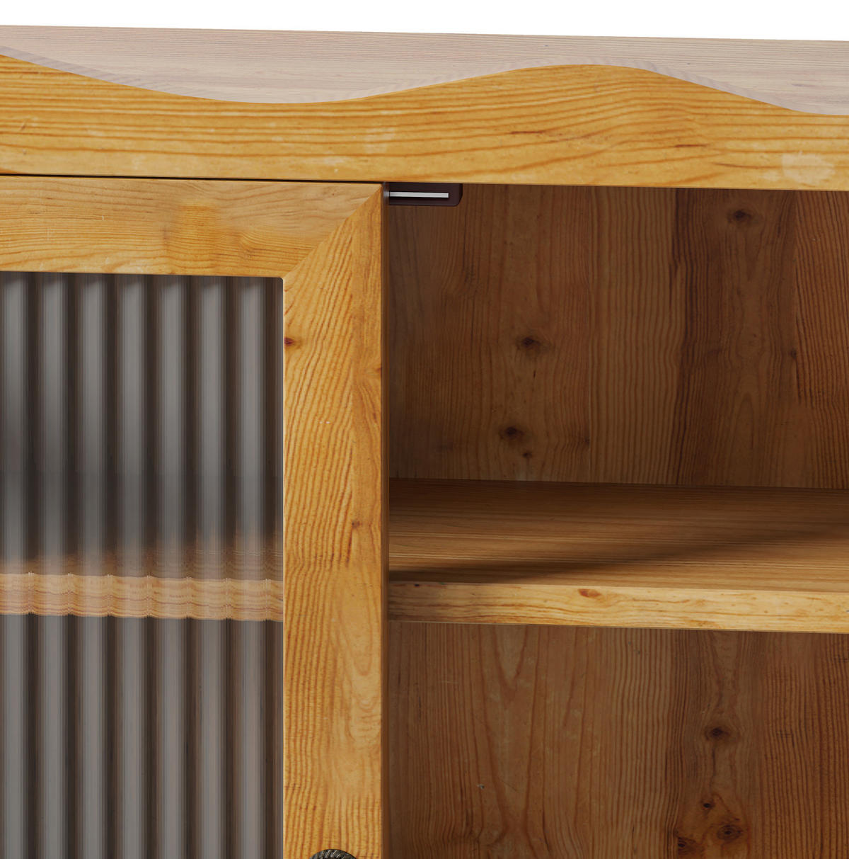 KÜCHENOBERSCHRANK 100x20x80 cm Naturfarben aus Massivholz & Glas mit 4 Türen & Haken - Naturfarben, Holz (100/80/20cm) - Modfu